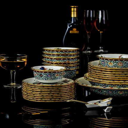 Модная Роскошная Керамическая Посуда Западная кухня костяного фарфора чаши свадебный подарок посуда бытовая классическая столовая посуда наборы