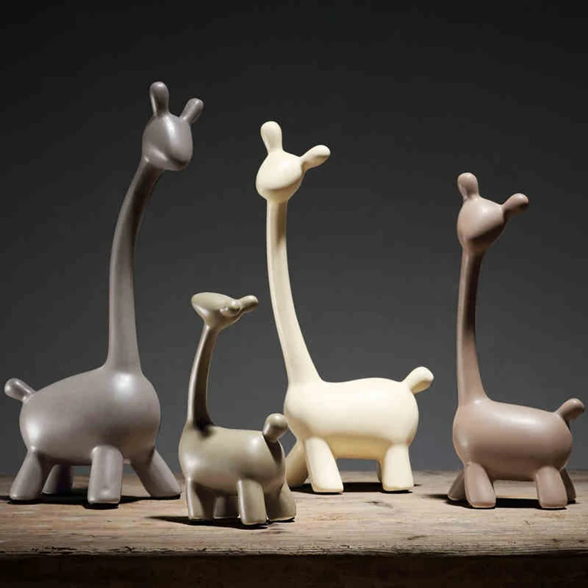 

1Set Europe Deer family ceramic decor Gifts Figurines & Miniatures Furnishing Articles Wedding Gifts home decoration accessories