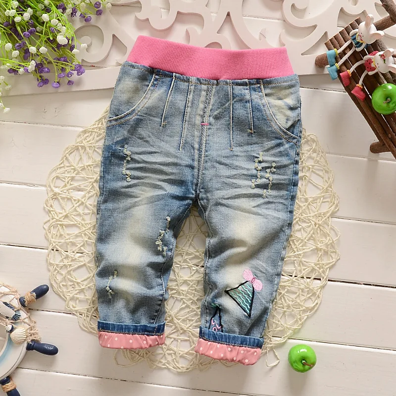  Classic Spring Autumn Girls Soft Jeans Fashion Pants Trousers Children's jeans Infant Soft Denim Pa