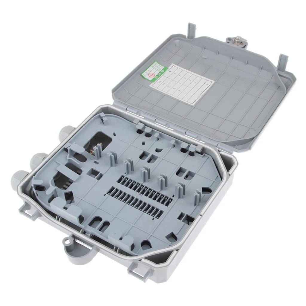 FTTH Fiber Optic Termination Box, 12 Cores Outdoor/Indoor Fiber Optical Splitter Distribution Box, High Strength Plastic,Durable