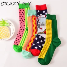 Магазин Crazy Fly New Happy хлопковые носки Для женщин британский стиль Повседневное Harajuku Для мужчин носки красочные Марка Пара Смешные Носки Мода