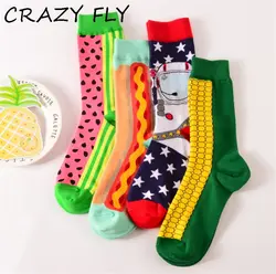Магазин Crazy Fly New Happy хлопковые носки Для женщин британский стиль Повседневное Harajuku Для мужчин носки красочные Марка Пара Смешные Носки Мода