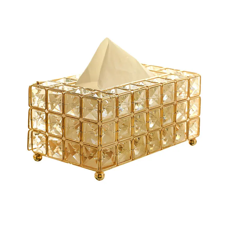 European Style Metal Crystal Tissue Box Removable Tissue Tissue Napkin