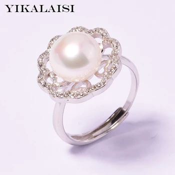 

YIKALAISI 925 sterling silver jewelry ring For Women Pearl jewelry Fashion 100% natural 9-10mm Freshwater pearl rings 2018 gift