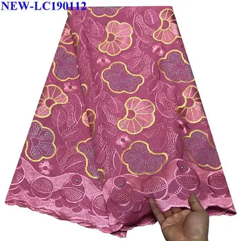 

Latest Style African 100% Swiss cotton Voile Lace Fabric For Party Dress Pink High Class African Swiss Voile Lace Fabric TED03