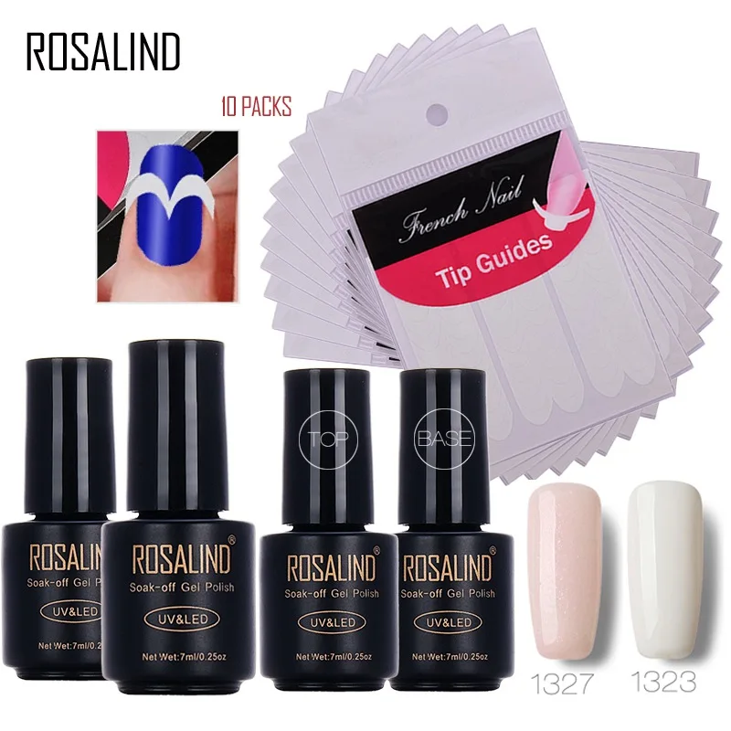 02 Rosalind 7 мл* 4+ 10 шт. набор гель-лака для ногтей Французский маникюр Smile Tip направляющие для ногтей художественный Гель-лак для ногтей DIY художественные наклейки инструменты - Цвет: 02