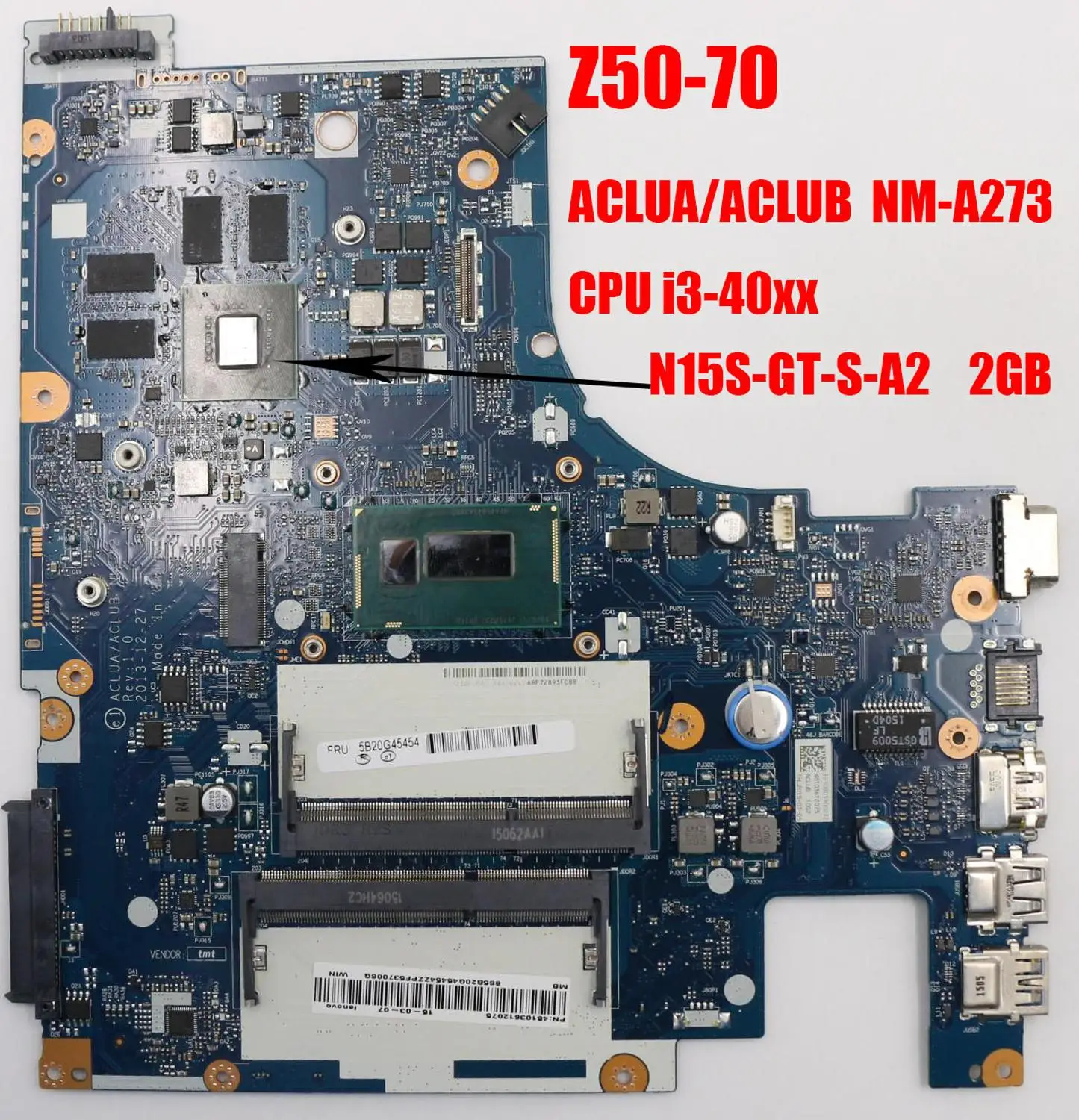 جديد ACLUA/ACLUB NM-A273 ل lenovo Z50-70 اللوحة المحمول فيديو ذاكرة 2 GB CPU i3-40xx FRU 90006982 90006985 90007213