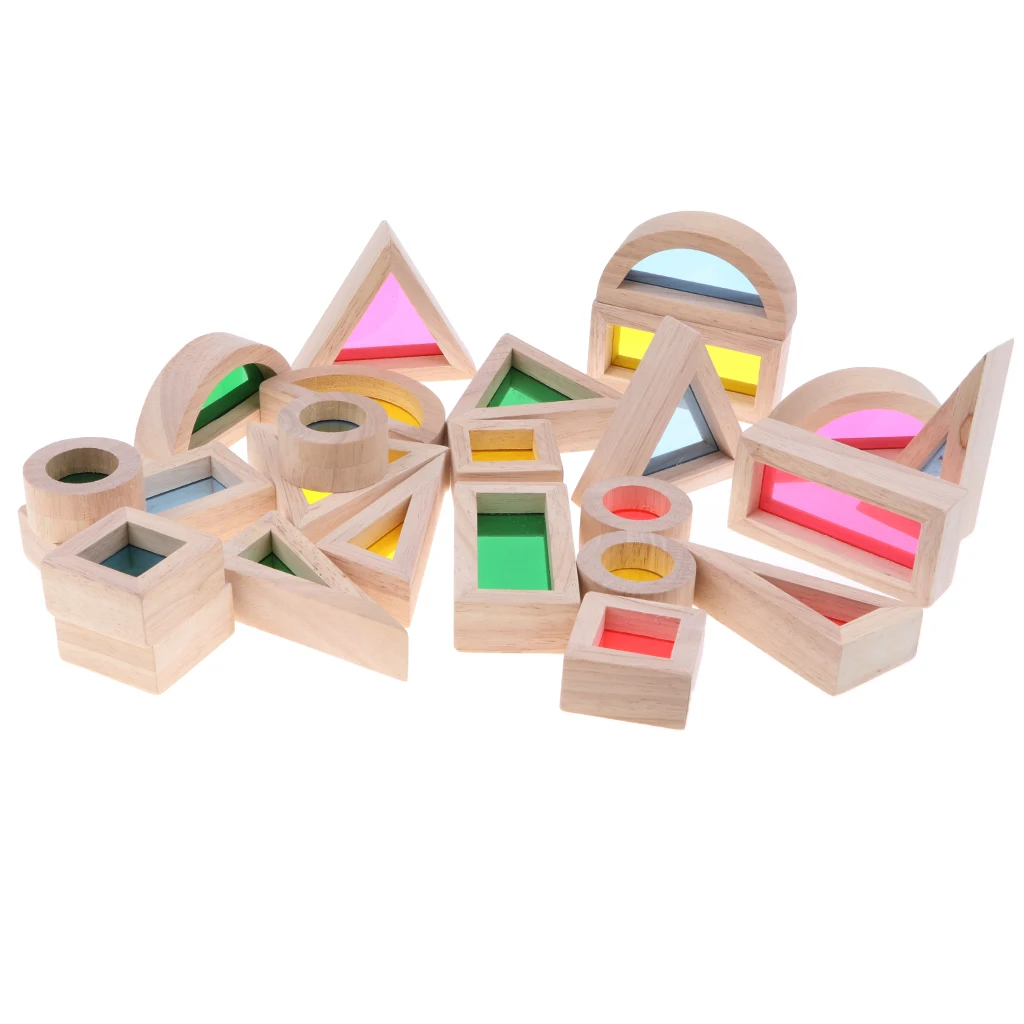 Baby Toddler Montessori Toys Rainbow Buliding Blocks Wooden Educational Toy