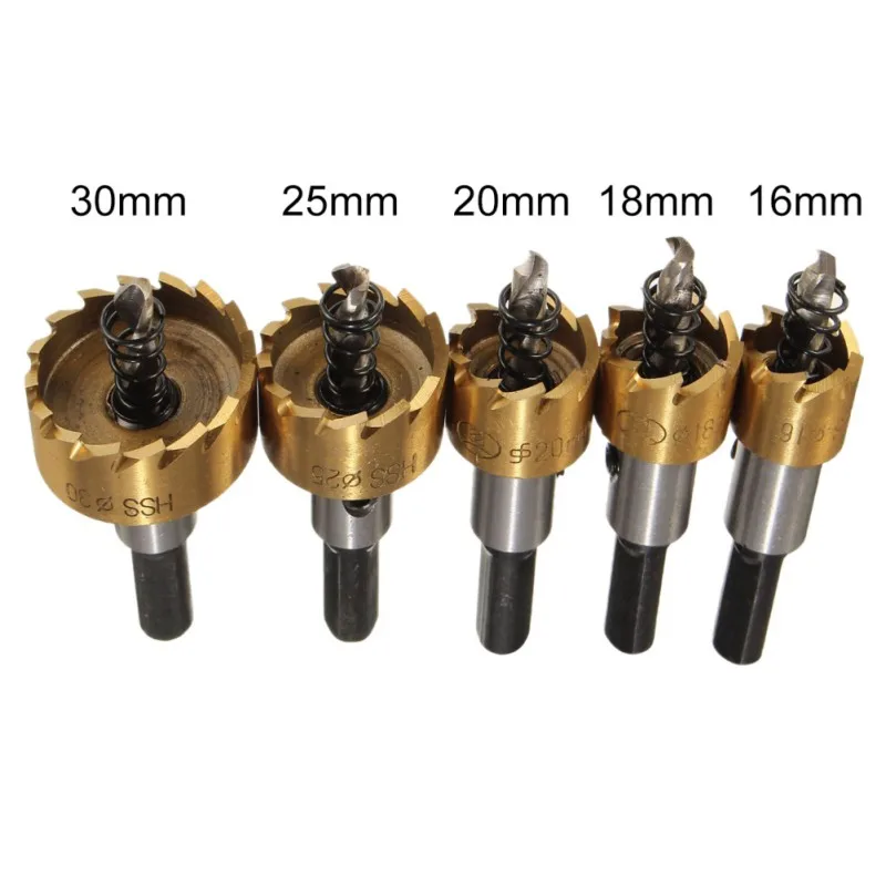

5PCS Carbide Tip HSS Drill Bit Hole Saw Set Stainless Steel Metal Alloy 16/18.5/20/25/30mm DrillBits 1567