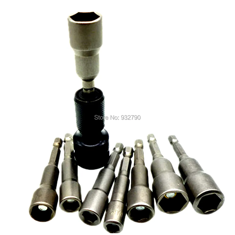 8pcs Nut Driver Setter Socket Adapter Hex Drill Bit 6mm 13mm