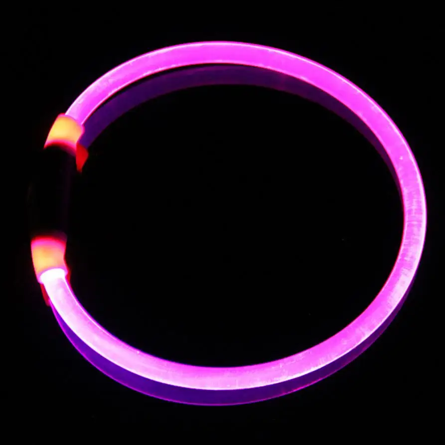Pet светящийся светильник ошейник с пряжкой Регулируемый для ночного ошейника безопасности Smycz Dla Psa Automatyczna - Цвет: Pink