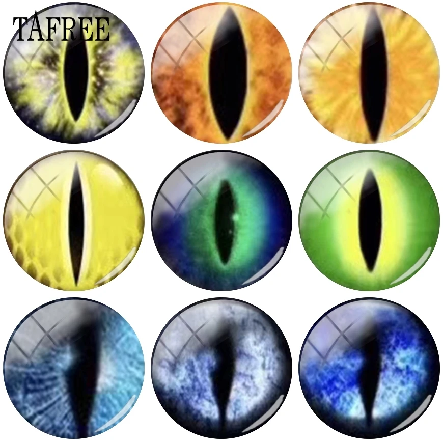 

TAFREE Multicolor Eye Ball 25mm Round Glass Beads Cabochon Dome Cameo Pendant Settings Jewelry