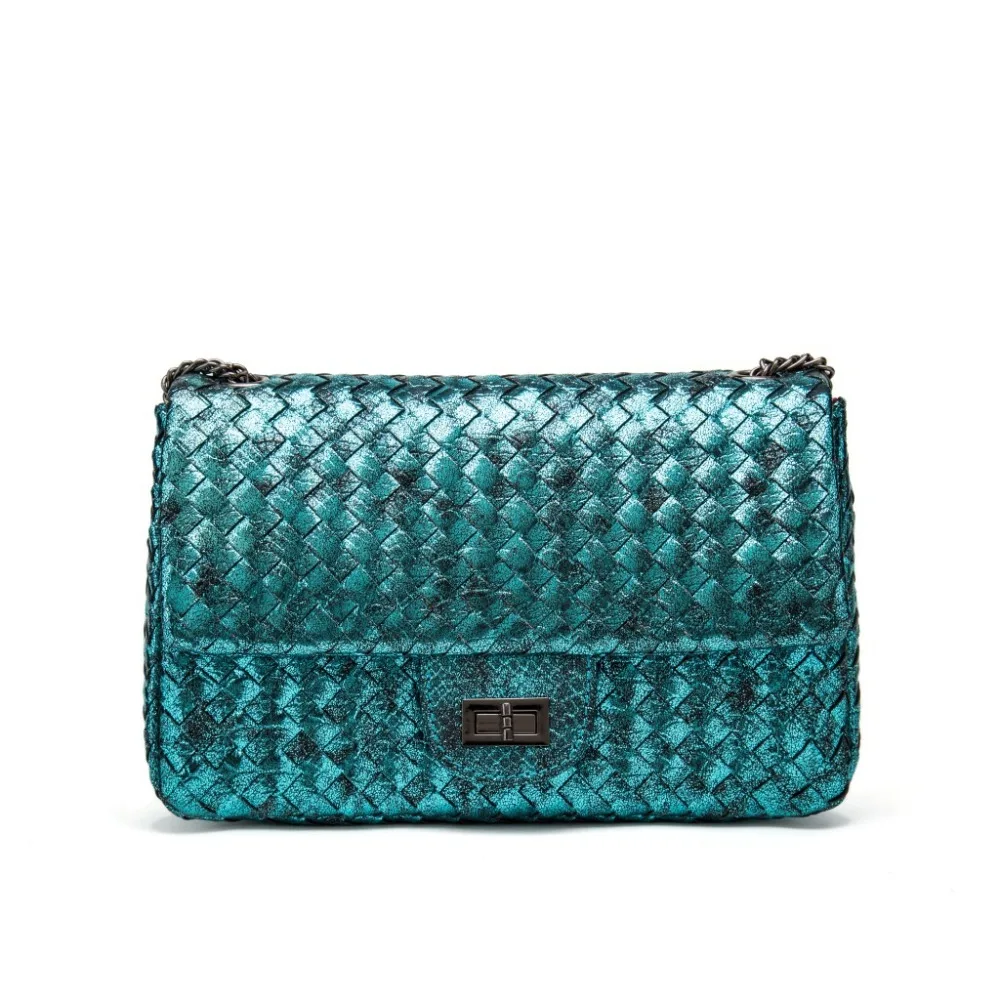 New Arrival Woven Faux leather Women Shoulder Bags Chain Flap Bags