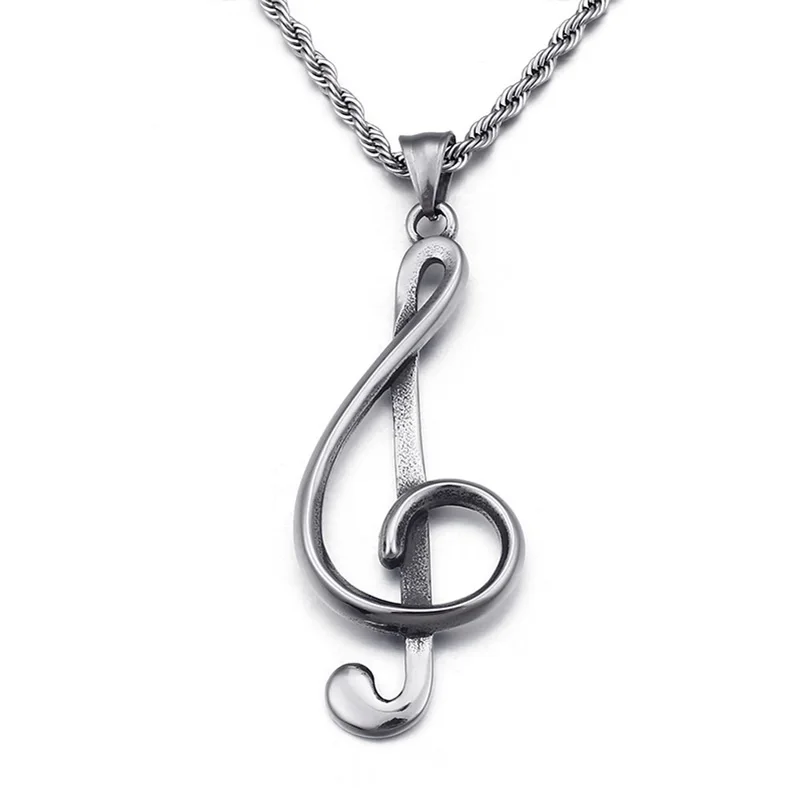 

Creative music symbol featuring small commodity necklace Titanium steel men's hip hop necklace hanging