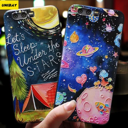

Unibay For Huawei Honor 9 case Chinese Flowers Series Patterned 3D Relief embossed For P10 P20 LITE NOVA 3E P SMART PLUS MATE20