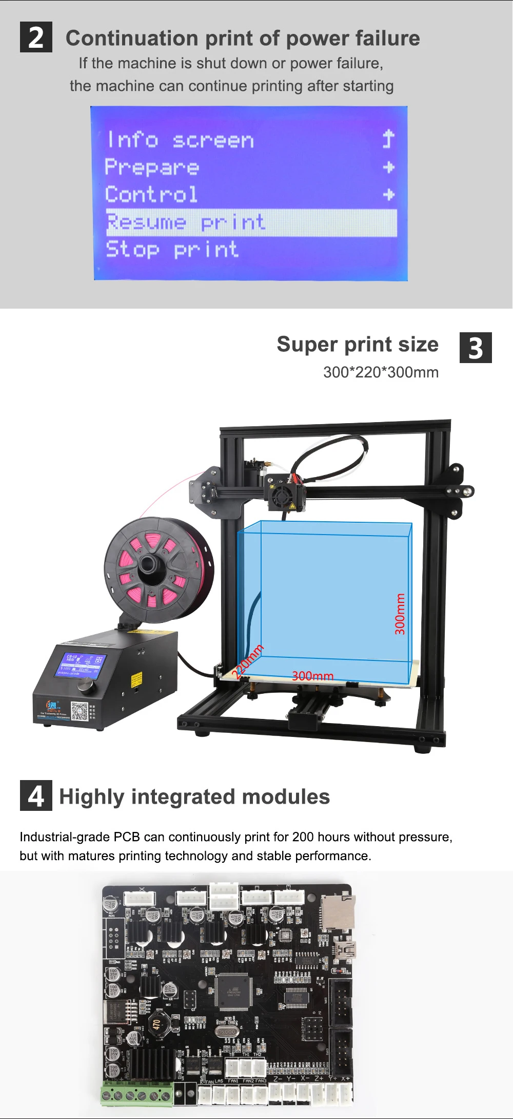 CR-10 мини 3d принтер DIY набор большой размер печати 300*220*300 мм продолжительный принтер 3D и 200 г нити+ Горячая кровать Creality 3D