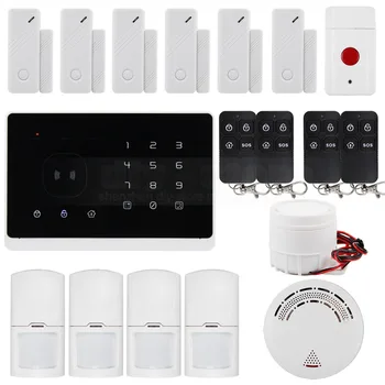 

DIYSECUR Smoke Sensor Android/IOS App Wireless GSM Autodial Home Office Burglar Intruder Alarm System Black M2G