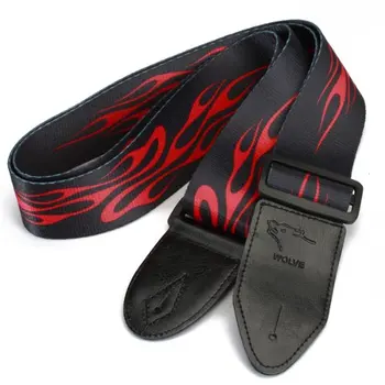 

HOT Red Flame Print Guitar Adjustable Strap Buckle Black + Red