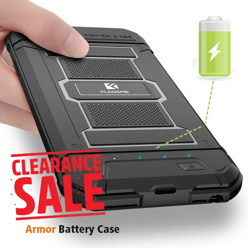 Kopen FLOVEME Batterij Oplader Voor iphone 8 8 Plus X Power Bank Case voor iPhone 6 6 S 7 Plus X Cover Armor Oplader Power Bank Cover