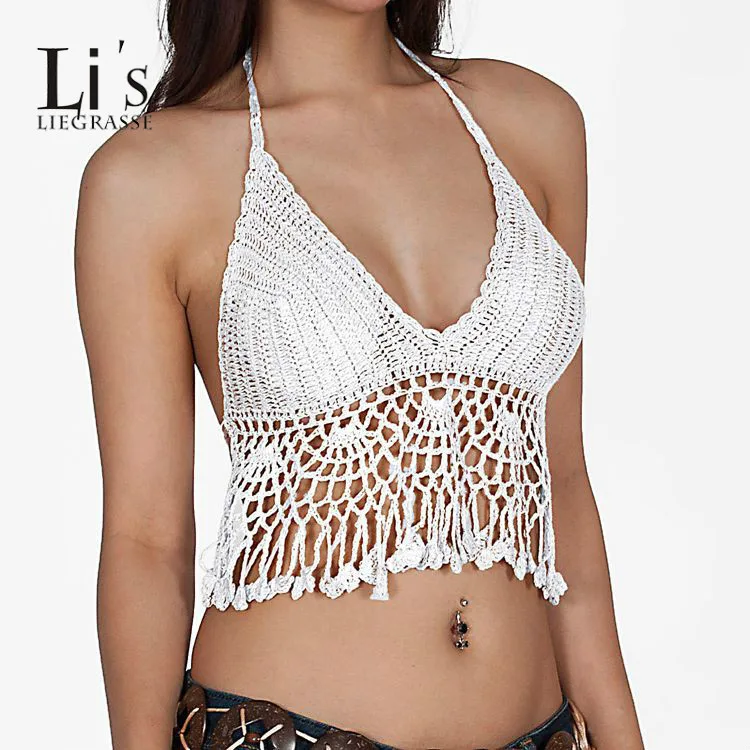 

Li's LIEGRASSE 2019 Crochet Bikini Top Two-Piece Separates Hand-knitted Beach Crochet Swimwear for Woman