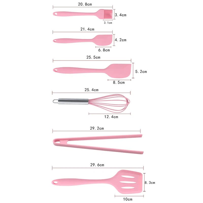 6 шт силиконовые кухонные инструменты набор кухонных принадлежностей аксессуары для приготовления пищи розовая Лопата скребок для яичных бирок креативная кухонная утварь