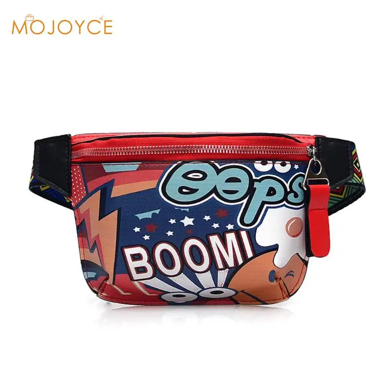 

Cute Fanny Pack Waist Bag Women Personality Belt Bags PU Leather Graffiti Chest Women Leather Waist Fanny Belt Packs Chest Bags