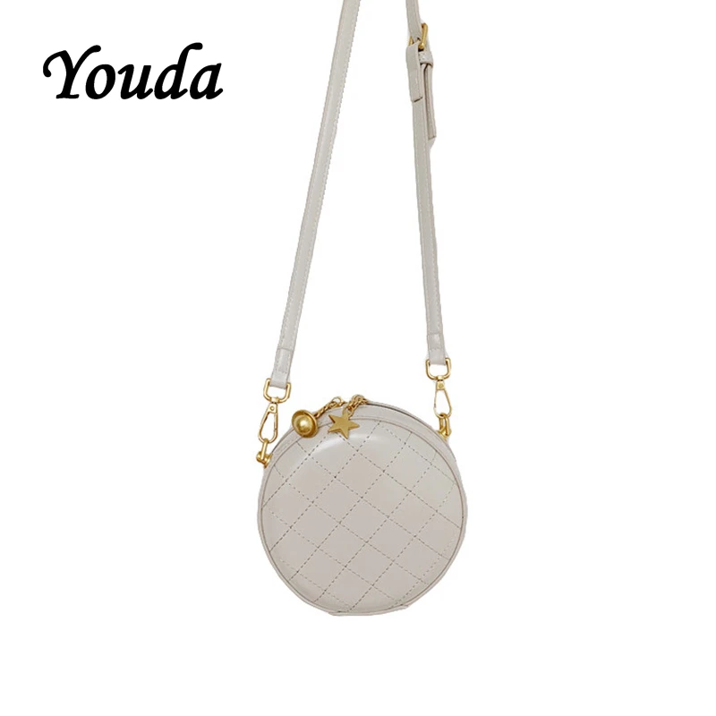

Youda New Fashion Senior Ladies Round Shoulder Bag Simple Style Rhombic Crossbody Bags Elegant Temperament Mobile Phone Pouch