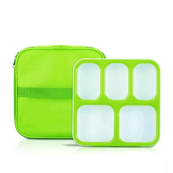 

Lunch Bento Box Microwave Safe Lunch Box 5 Compartment Insulated Leakproof Meal Prep Container Eco-Friendly Reusable with Bag