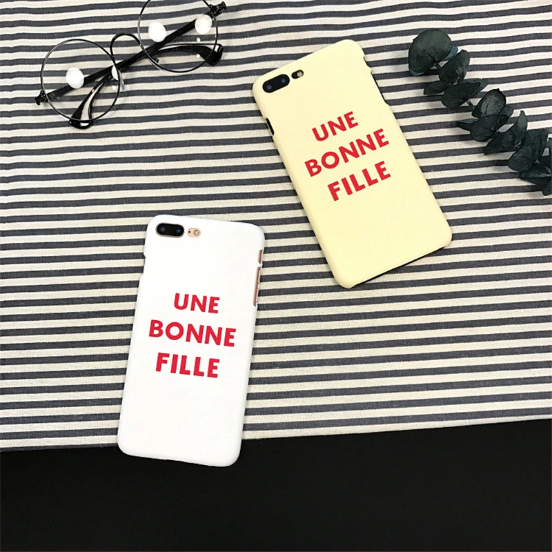 

For Iphone 7 8 Plus Case Cover Simple French A Good Girl Phone Case for Iphone 6 6s Plus Case Une Bonne Fille Letter Hard Case