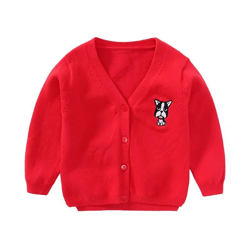 Cartoon Dog Knit Baby Sweater Long Sleeve V-Neck Children Sweater For Girls Fashion Kids Cardigan Autumn Children Clothing 2-6T (4)