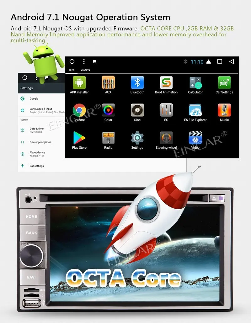 Flash Deal Pure Android 7.1 System in dash Car Stereo Autoradio Bluetooth Car DVD Player Octa Core 1080P HD Video Player support SWC Wifi M 1