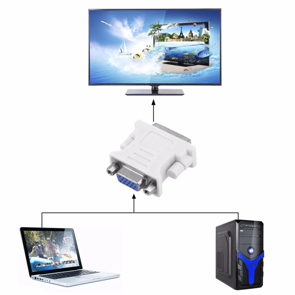 DVI I Мужской 24 + 5 Pin В VGA Женский видео ЖК конвертер адаптер штекер для DVD HDTV Папа