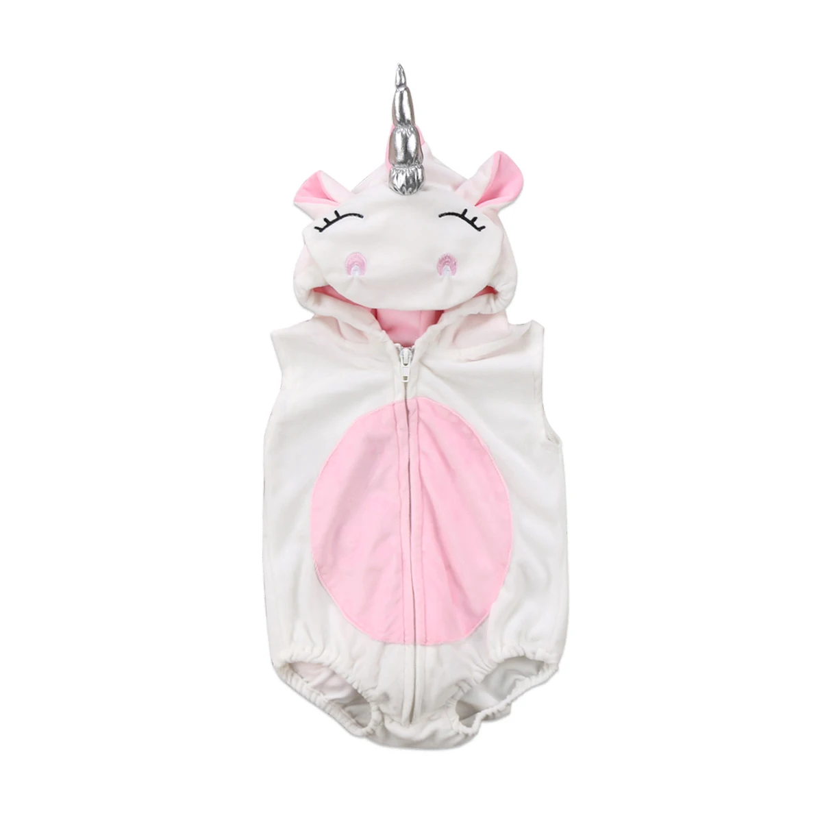 

2018 Costume Newborn Baby Girls Sleeveless Unicorn Bodysuit Fleece Jumpsuit Jumper Hooded Zipper Cute Outfits
