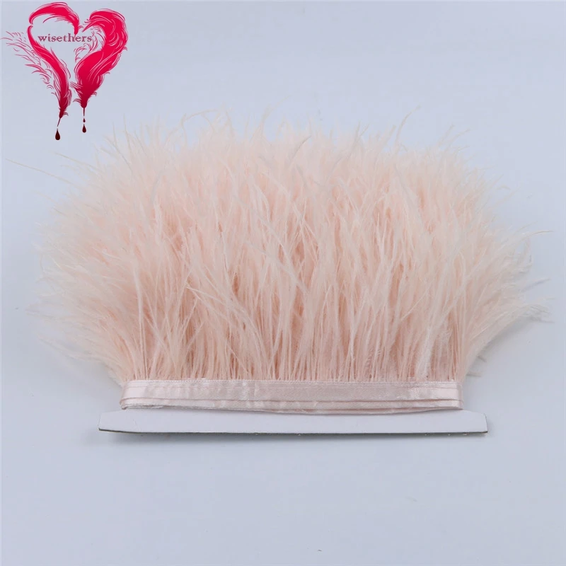 

30 Colors 1 Meter Width 8-10 CM Fashion Soft Dyed Colored Short Ostrich Feather Ribbon Fringe Trim Lace Trimming For Dress Skirt