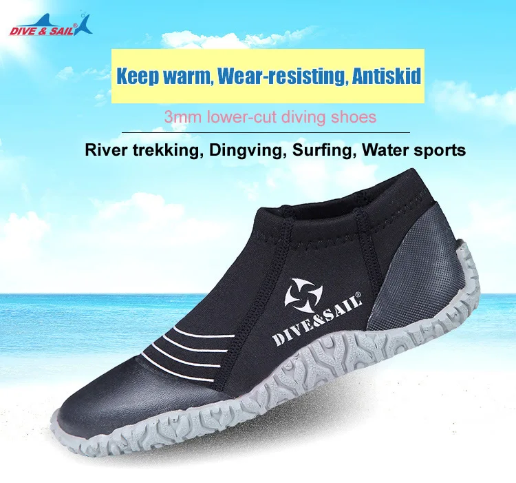 DIVE& SAIL 3 мм Неопреновая акваобувь с защитой от царапин, противоскользящая обувь для подводного плавания, Пляжная водонепроницаемая обувь для дайвинга, плавники для плавания