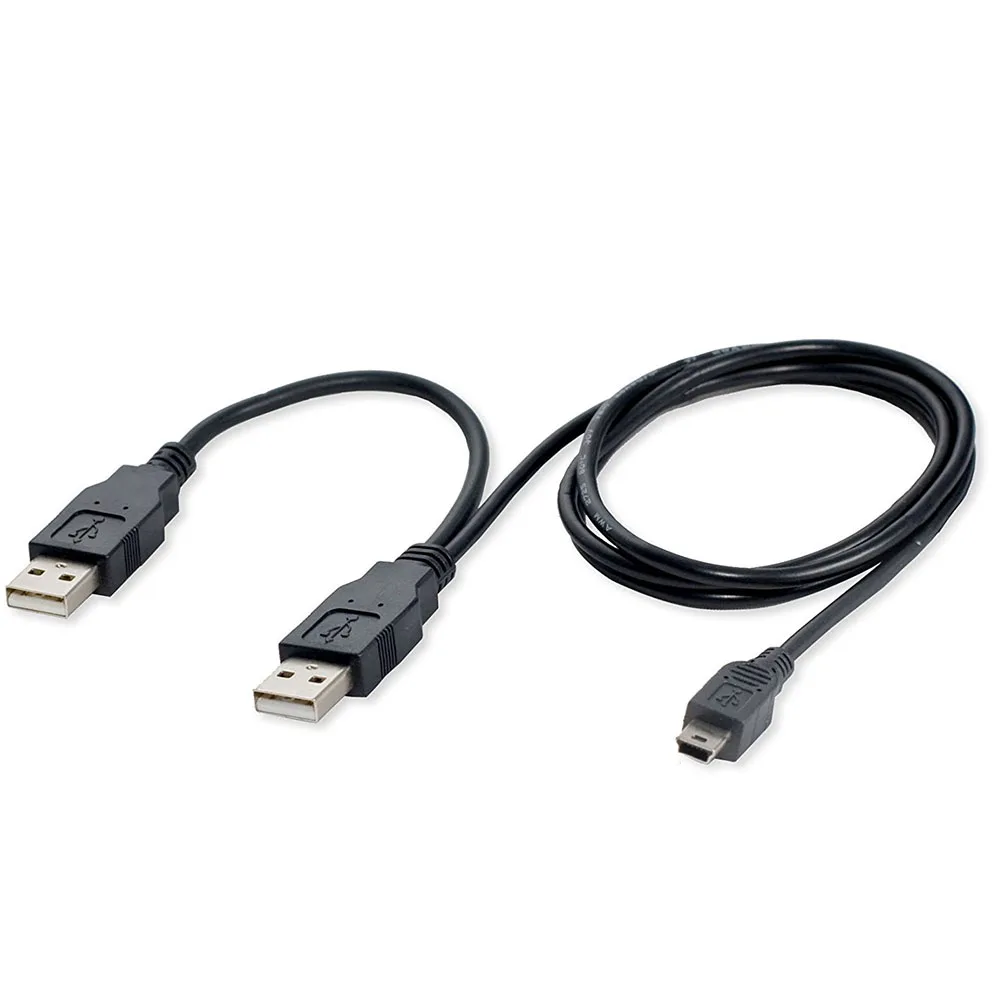 Горячий двойной USB 2 0 Тип A к мини 5 контактный B x1 Y кабель передачи данных и питания