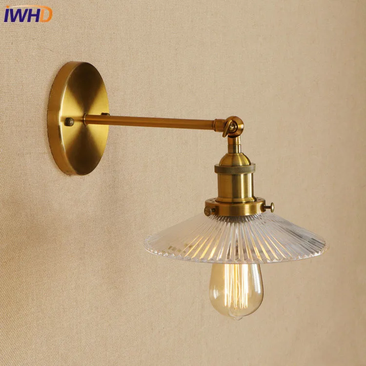 IWHD Лофт Эдисон светодиодный настенный светильник Утюг регулируемый Wandlamp Стекло Ванная комната свет RH светильники домашнего освещения