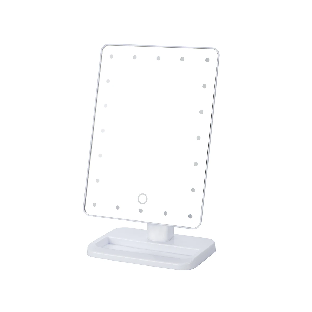 

Rectangular 20 LED Lighted Vanity Mirror Touch Screen Battery Powered Makeup Mirrors Lady Portable Compact Tabletop Mirror