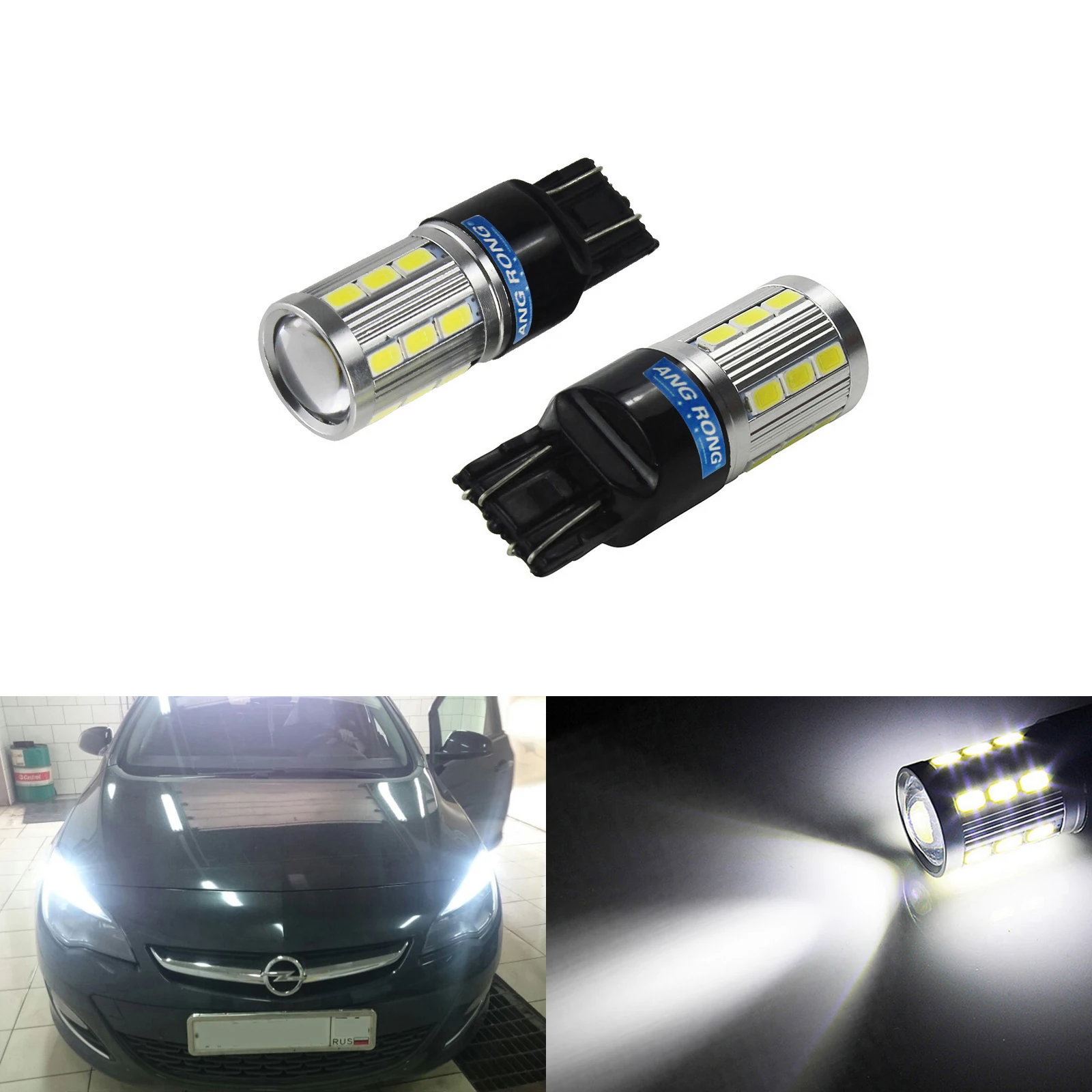 

ANGRONG 2x T20 7443 582 580 W21/5W LED 6W Sidelight Daytime Running Light Bulb DRL White