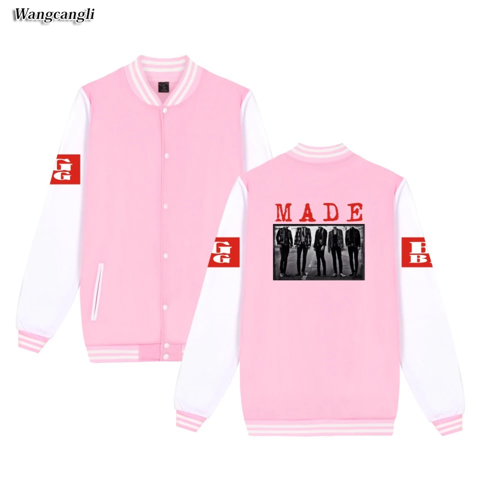 Wangcangli для BIGBANG сделал рок девушка Бейсбол куртка KPOP розовый толстовки форма