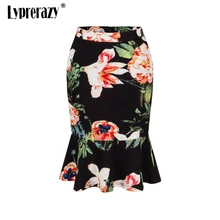 Lyprerazy офисные юбки Повседневные женские гофрированные юбки Русалка труба весна лето женские повседневные цветочные юбки