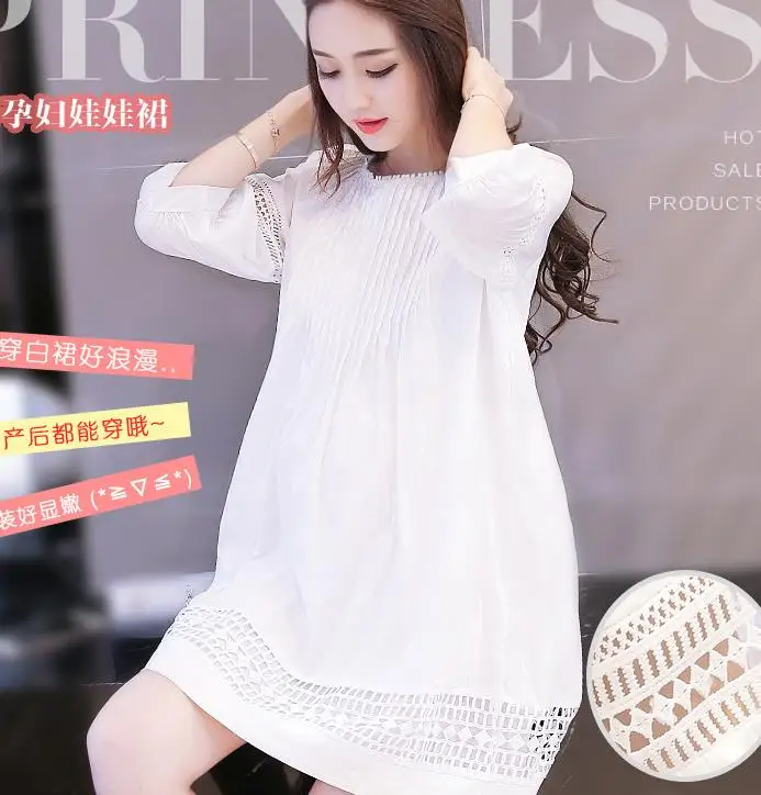 Корейская одежда для беременных; шифоновая белая одежда с короткими рукавами для беременных; Одежда для беременных с бантом; M-2XL - Цвет: White