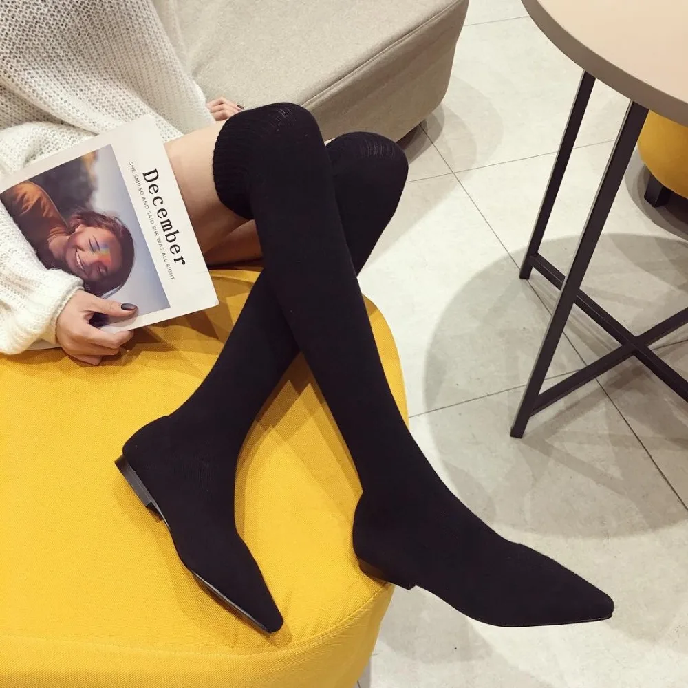 ladies knee high sock boots
