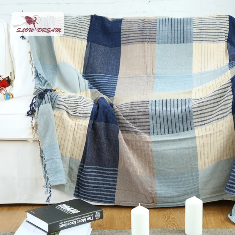 

SLOWDREAM Knitted Blankets Throw Autumn Winter Plain Geometry Thicken Blanket Children Adult Bedspread Sofa Covers Quilts