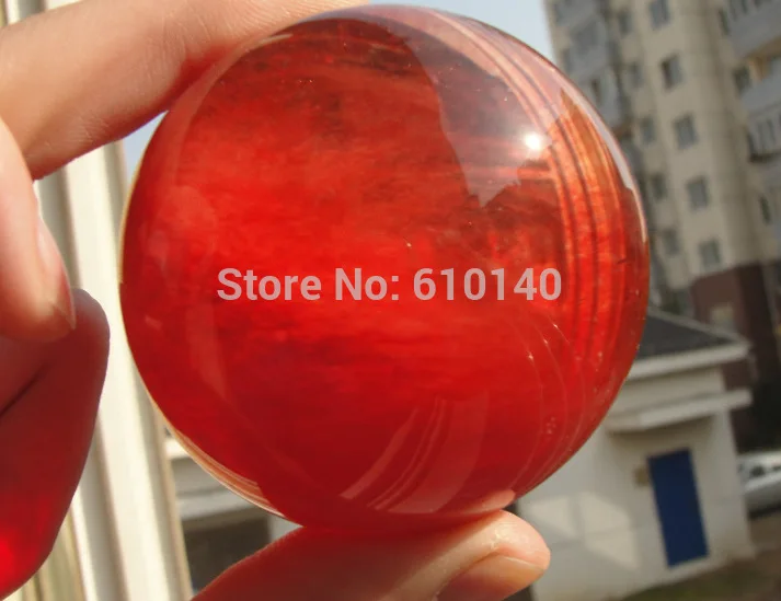 

Asian Rare Natural Quartz Red Crystal Healing Ball Sphere 70mm