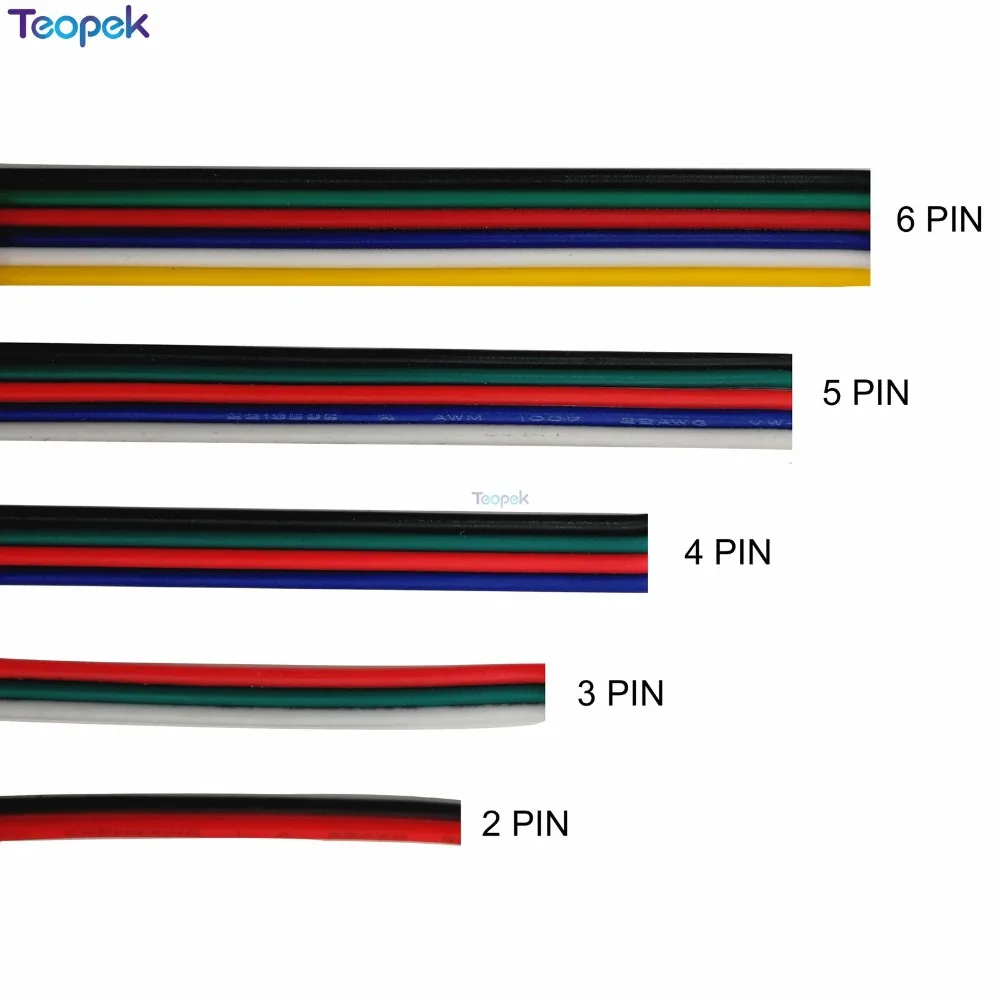 Compra 2pin 3pin 4pin 5pin 6pin Cable de extensión Cable 22AWG Led conector para WS2812 WS2811 RGB RGBW RGB CCT 5050 3528 tira de LED DqnrdpZO