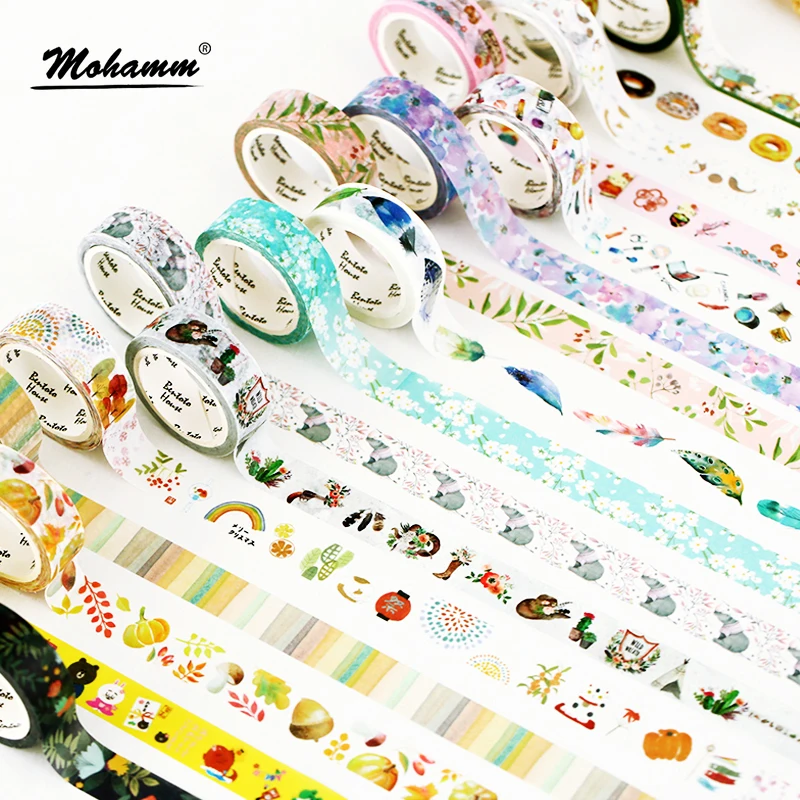 15mm X 7m Cute Lotkawaii Flower food animals Decorative Washi Tape DIY Scrapbooking Masking Tape School Office Supply