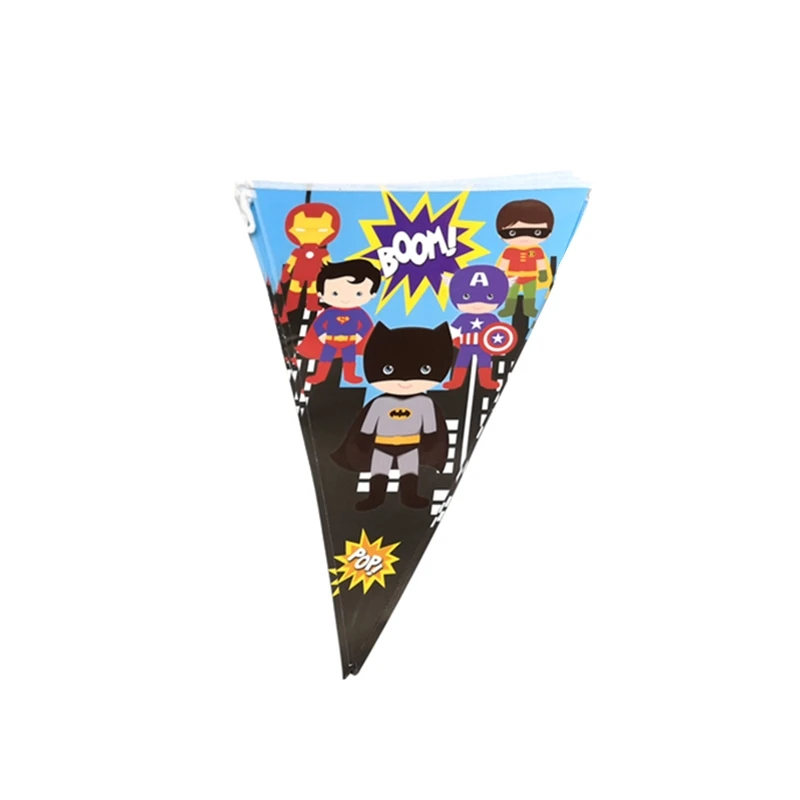 

1set paper banner pennant bunting Flag Batman Avengers Kids Birthday party supply event party supplies party Decoration Set