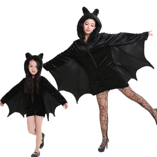 Halloween Cosplay Bat Clothes Mother and Daughter Father Son Costumes ...