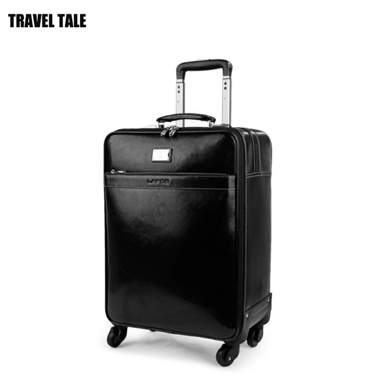 TRAVEL TALE 16" genuine leather travel bag carry on suitcase hand luggage on wheelin Rolling